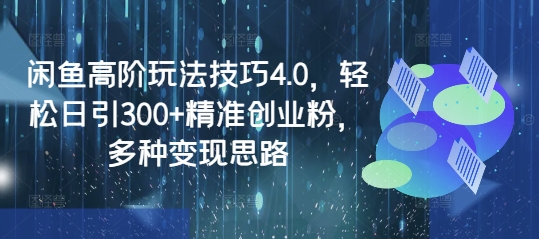 闲鱼高阶玩法技巧4.0，轻松日引300+精准创业粉，多种变现思路-鼎誉项目网