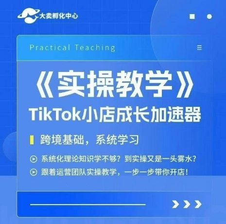 大卖家孵化中心TikTok实操课，TikTok小店成长加速器，跨境基础系统学习，一步一步带你开店-鼎誉项目网