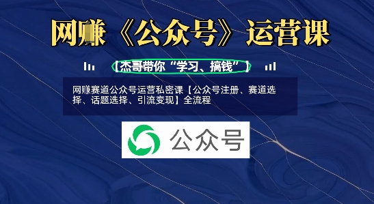 网创赛道公众号运营私密课【公众号注册、赛道选择、话题选择、引流变现】全流程-鼎誉项目网