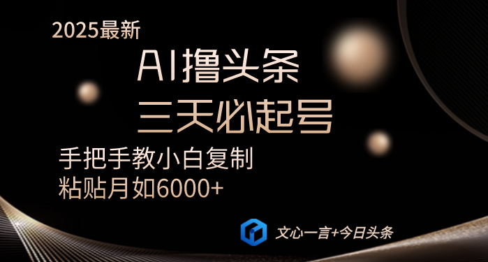 AI撸头条三天必起号手把手教小白复制粘贴月入6000+教程-鼎誉项目网