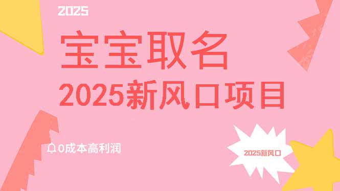 2025新风口项目宝宝取名，0成本高利润，附保姆级教程，月入过万不是梦-鼎誉项目网