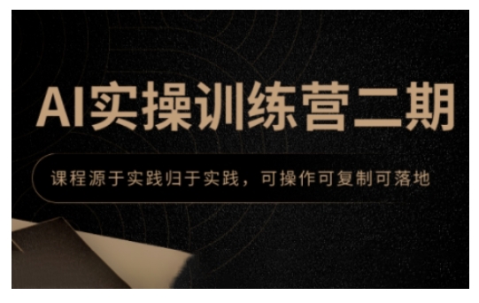 AI实操训练营二期，课程源于实践归于实践，可操作可复制可落地-鼎誉项目网