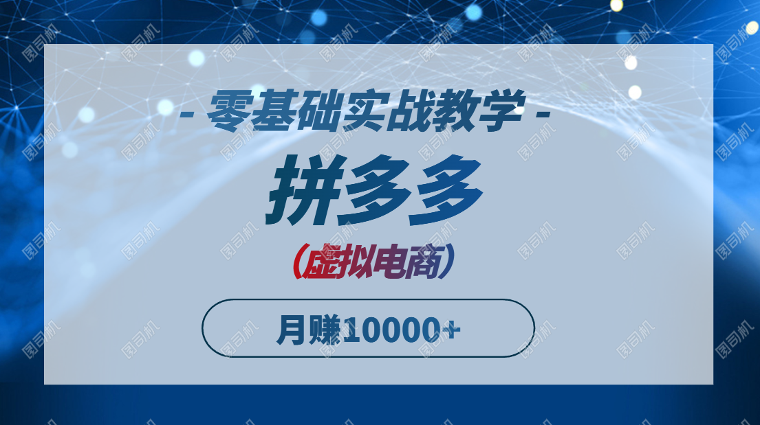 拼多多虚拟电商，零基础实战教学，快速打爆商品，新手也能月入10000+-鼎誉项目网