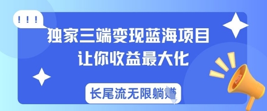独家三端变现蓝海项目，让你收益最大化，长尾流无限躺挣-鼎誉项目网