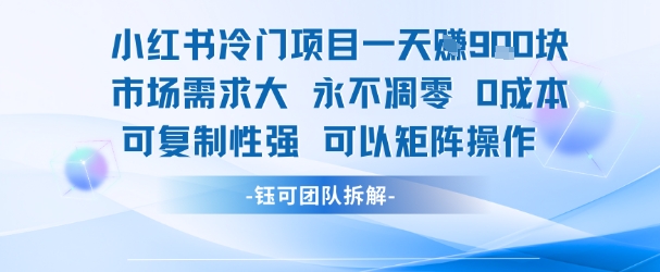 小红书冷门项目一天收益9张，市场需求大，0成本，可复制性强可以矩阵操作-鼎誉项目网