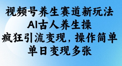 视频号养生赛道新玩法，AI古人养生操，疯狂引流变现，操作简单，单日变现多张-鼎誉项目网