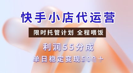 快手小店代运营，限时托管计划，收益55分，单日稳定变现多张【揭秘】-鼎誉项目网