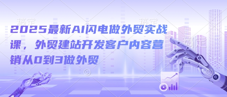 2025最新AI闪电做外贸实战课，外贸建站开发客户内容营销从0到3做外贸-鼎誉项目网
