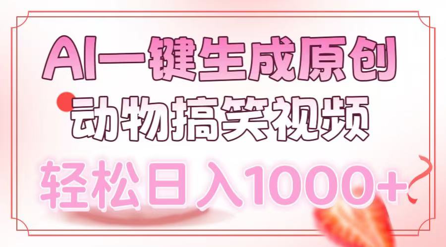 AI一键生成原创动物搞笑视频，轻松日入1000+-鼎誉项目网