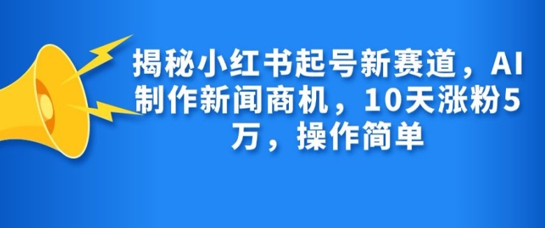 揭秘小红书起号新赛道，AI制作新闻商机，10天涨粉1万，操作简单-鼎誉项目网
