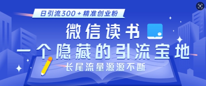 微信读书，一个隐藏的引流宝地，不为人知的小众打法，日引流300+精准创业粉，长尾流量源源不断-鼎誉项目网