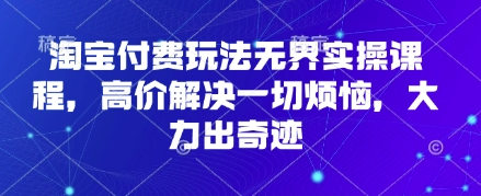 淘宝付费玩法无界实操课程，高价解决一切烦恼，大力出奇迹-鼎誉项目网