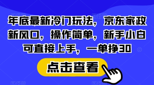 年底最新冷门玩法，京东家政新风口，操作简单，新手小白可直接上手，一单挣30【揭秘】-鼎誉项目网