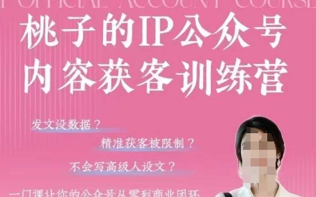 桃子IP公众号内容获客训练营(第3期)，一门让你公众号从0到商业闭环的课程-鼎誉项目网