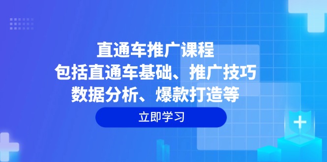 直通车推广课程：包括直通车基础、推广技巧、数据分析、爆款打造等-鼎誉项目网