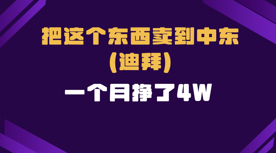 跨境电商一个人在家把货卖到迪拜，暴力项目拆解-鼎誉项目网