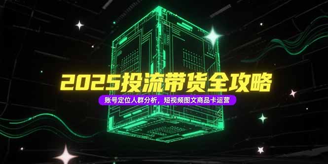 2025投流带货全攻略，账号定位人群分析，短视频图文商品卡运营-鼎誉项目网