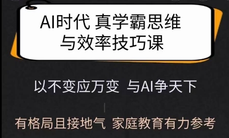 Ai时代真学霸思维与学习方法课，有格局且接地气，家庭教育有力参考-鼎誉项目网