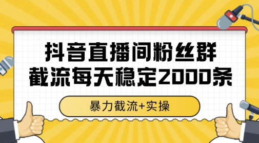 抖音直播间粉丝群暴力截流，一台电脑每天稳定2000条数据，暴力截流+实操 【揭秘】-鼎誉项目网