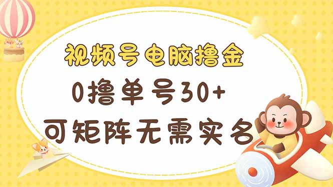 视频号电脑撸金 0撸单号30+ 可矩阵 无需实名多号多得-鼎誉项目网