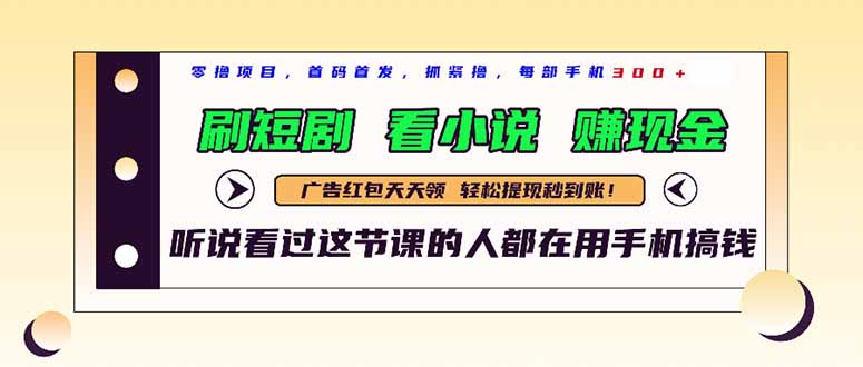 最新短剧平台，刷短剧，看小说，赚现金，一部手机日入300+-鼎誉项目网