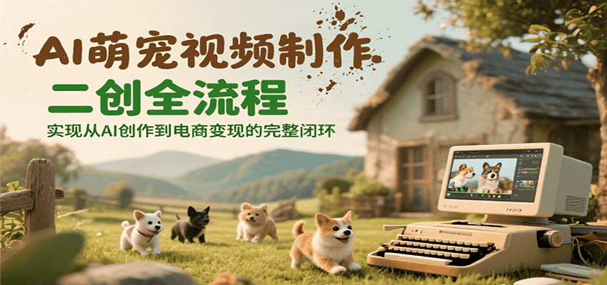 AI萌宠视频制作二创全流程，实现从AI创作到电商变现的完整闭环-鼎誉项目网