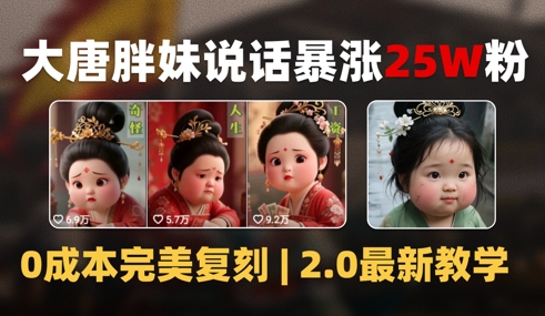 AI大唐胖贵妃说话2.0,40条视频暴涨40w粉,附独家变现攻略