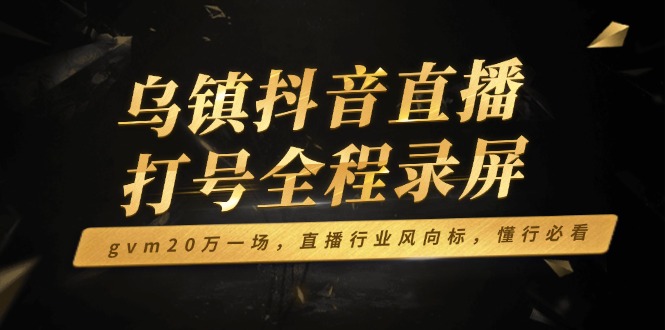 乌镇抖音直播打号全程录屏，gvm20万一场，直播行业风向标，懂行必看-鼎誉项目网