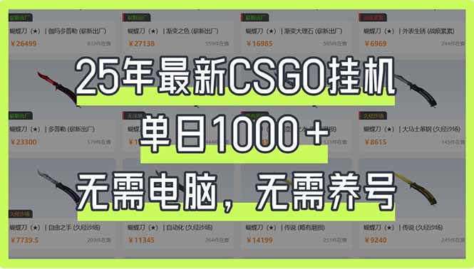 25年最新CSGO挂机系统，单日1000+，无需电脑，无需养号，0基础可上手-鼎誉项目网