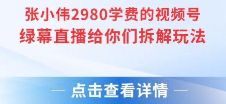 张小伟2980付费额视频号绿幕直播给你们拆解玩法-鼎誉项目网
