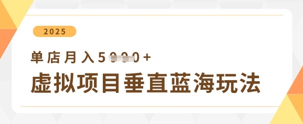 虚拟项目垂直玩法，实现单店月入5k+-鼎誉项目网
