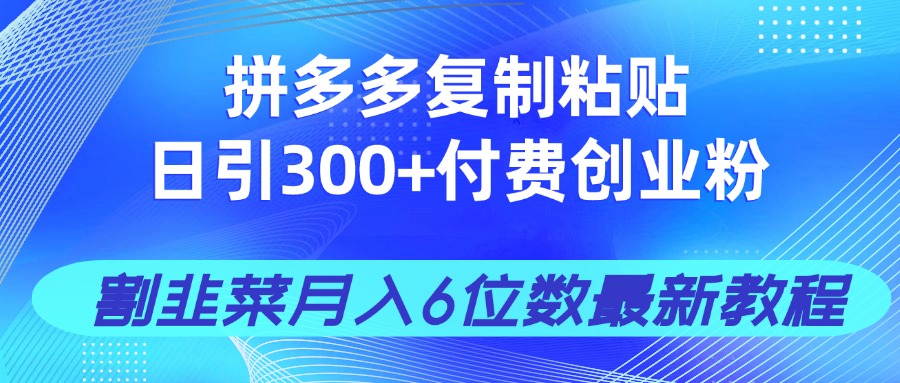 拼多多复制粘贴日引300+付费创业粉，割韭菜月入6位数最新教程！-鼎誉项目网