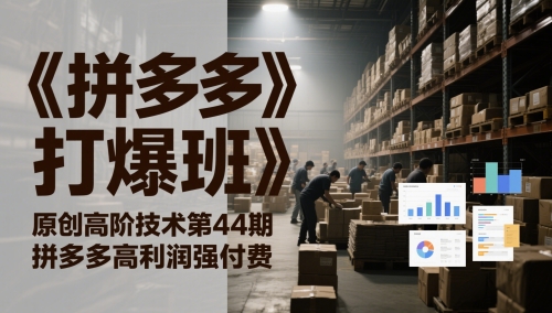 《拼多多打爆班》原创高阶技术第44期，拼多多高利润强付费-鼎誉项目网