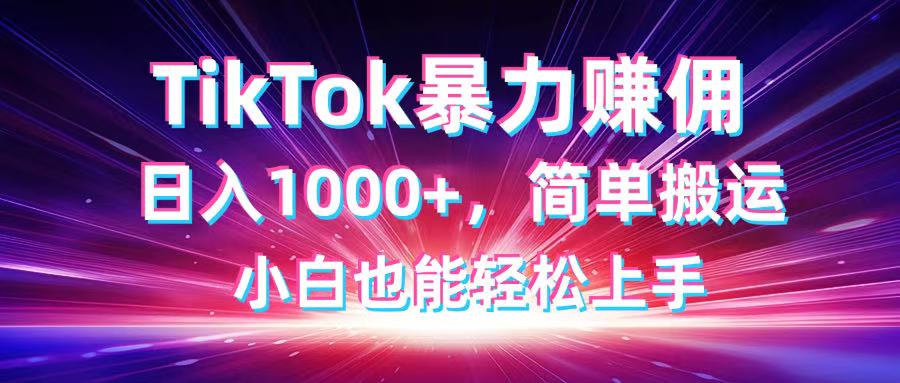 TikTok搬运暴力赚佣，日入1000+，简单搬运，小白也能轻松上手-鼎誉项目网