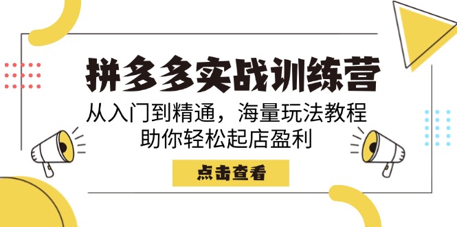 拼多多实战训练营，从入门到精通，海量玩法教程，助你轻松起店盈利-鼎誉项目网