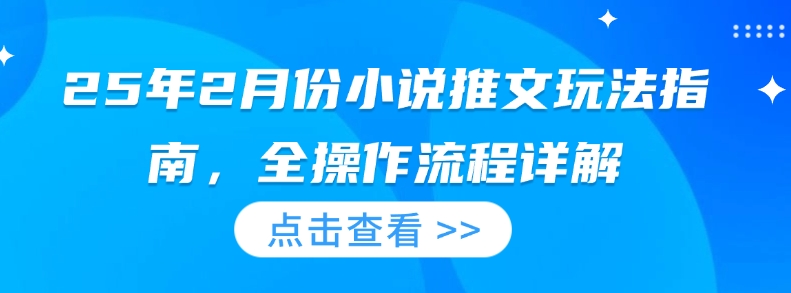 25年2月份小说推文玩法指南，全操作流程详解-鼎誉项目网