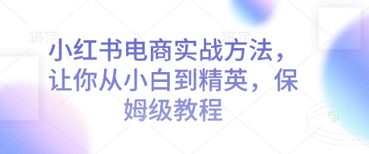 小红书电商实战方法，让你从小白到精英，保姆级教程-鼎誉项目网