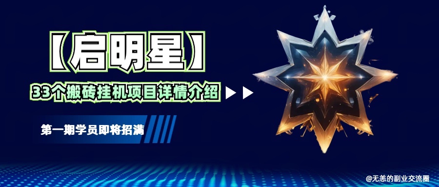 【启明星】33个挂机搬砖项目详细介绍,新手网创看这个就够了。-鼎誉项目网