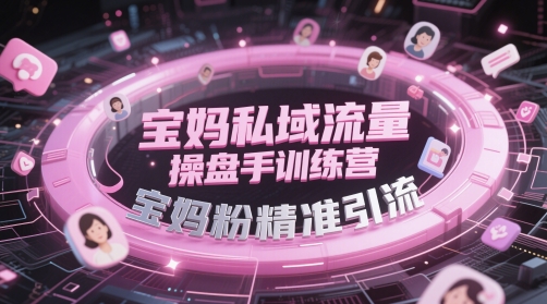 宝妈私域流量操盘手训练营，宝妈粉精准引流-鼎誉项目网