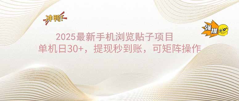 2025手机浏览帖子单机日30+，提现秒到账，可矩阵操作-鼎誉项目网