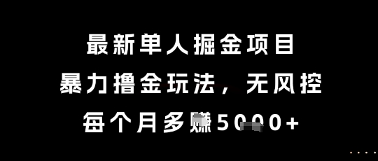 最新单人掘金项目，暴力撸金玩法，无风控，每个月多挣5k+【揭秘】-鼎誉项目网