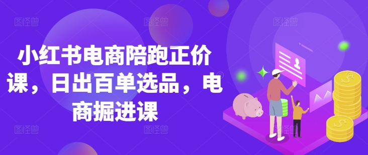 小红书电商陪跑正价课，小红书官方认证电商讲师教学，日出百单选品，电商掘进课-鼎誉项目网