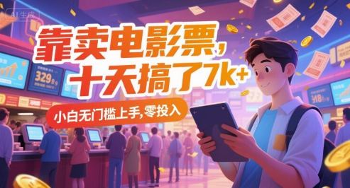 靠卖电影票，十天搞了7k+，小白无门槛上手，零投入【揭秘】-鼎誉项目网