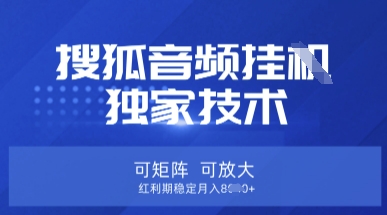【搜狐音频挂G】独家技术，可矩阵可放大，红利期稳定月入8k【揭秘】-鼎誉项目网