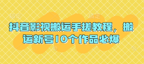 抖音影视搬运手搓教程，搬运新号10个作品必爆-鼎誉项目网