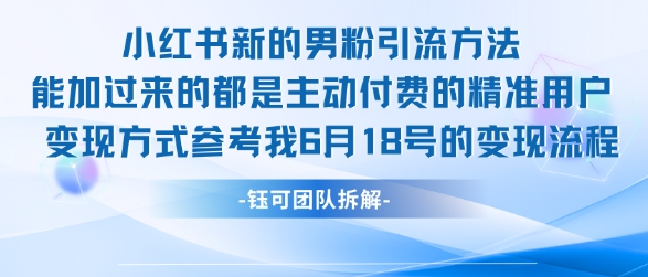 小红书全新男粉引流实操方法，日引流100多精准男粉-鼎誉项目网