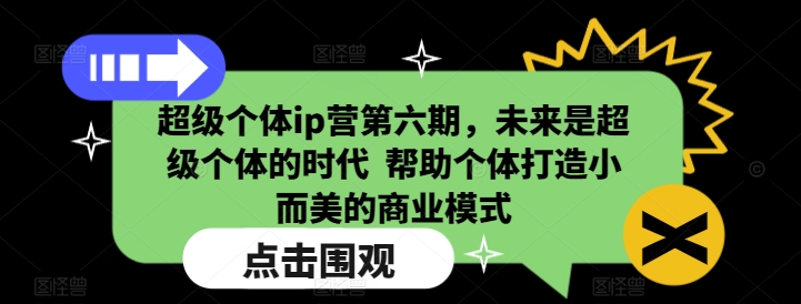 超级个体ip营第六期，未来是超级个体的时代  帮助个体打造小而美的商业模式-鼎誉项目网