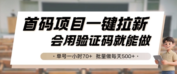首码项目一键拉新，会用验证码就能做 单号一小时70+，批量做每天5张【揭秘】-鼎誉项目网