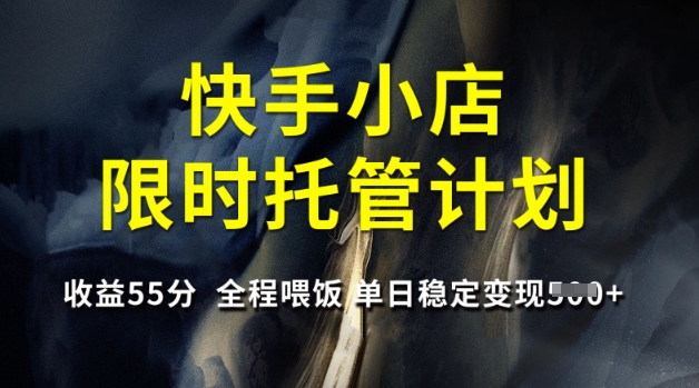 快手小店限时托管计划，收益55分，全程喂饭，单日稳定变现5张【揭秘】-鼎誉项目网