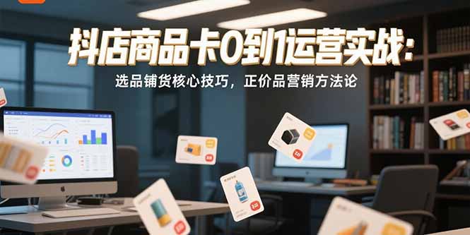 抖店商品卡0到1运营实战：选品铺货核心技巧，正价品营销方法论-鼎誉项目网